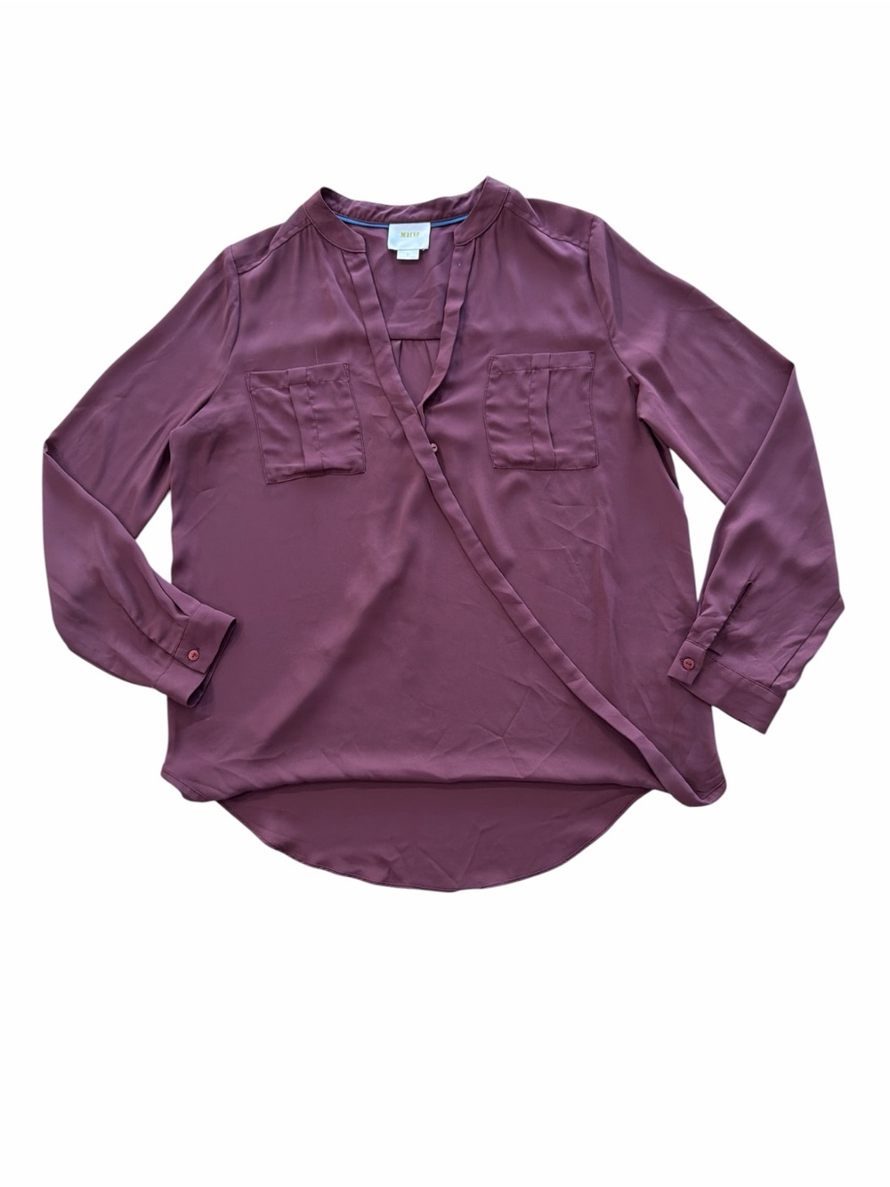 Maeve Anthropologie Dark Plum Surplice V Neck Blouse